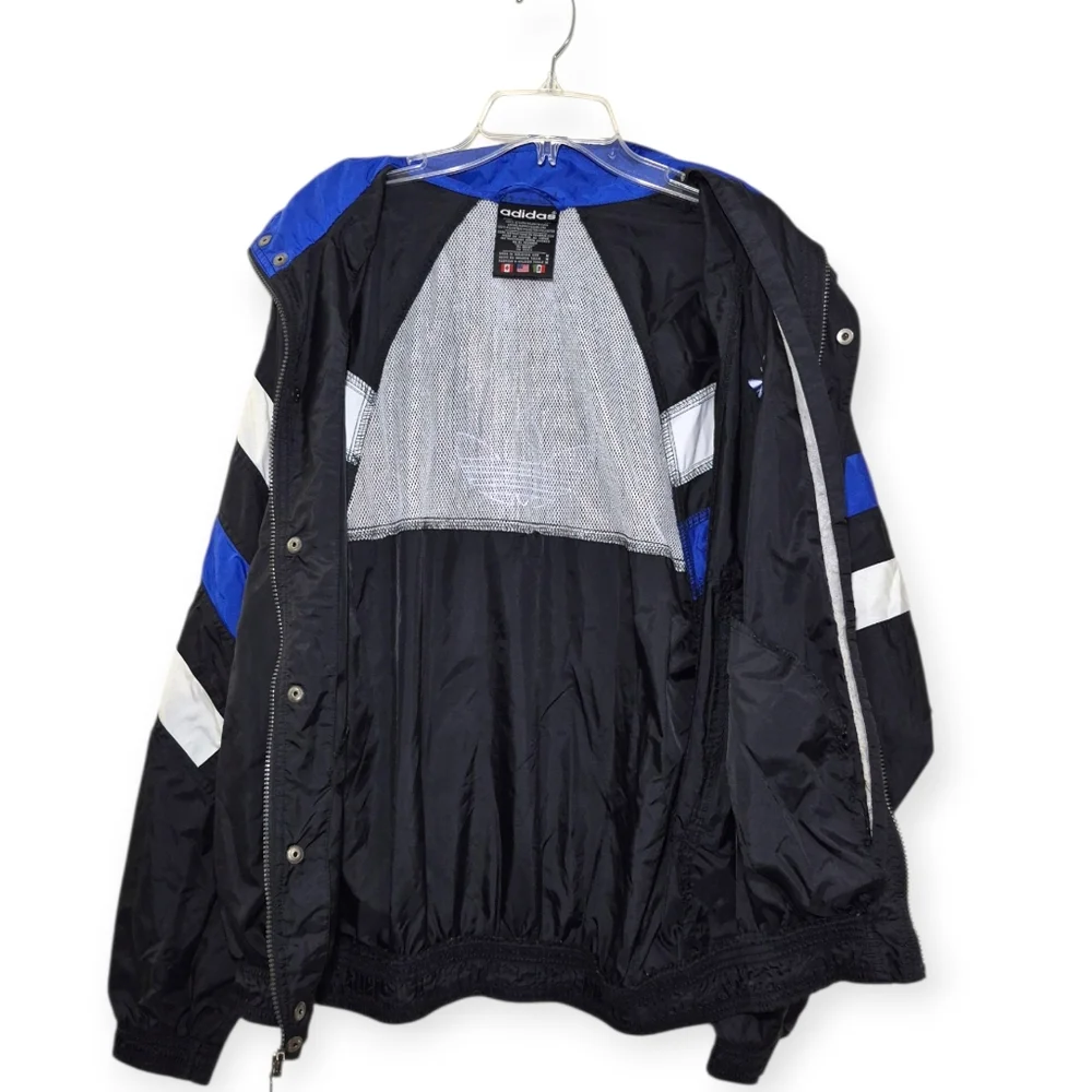 ADIDAS Vintage 90s Windbreaker Jacket Black Blue Medium